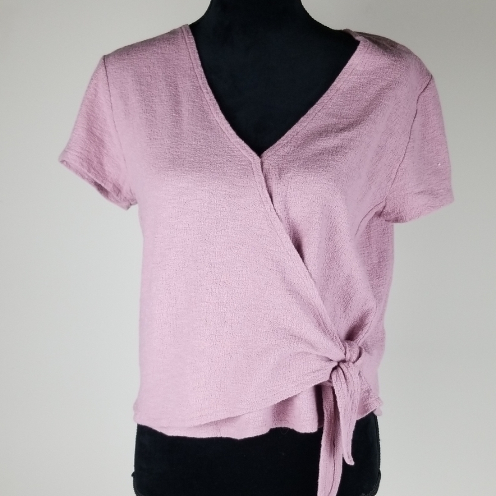 New Madewell Wrap Tie Vintage Mauve Top Large - Picture 2 of 7